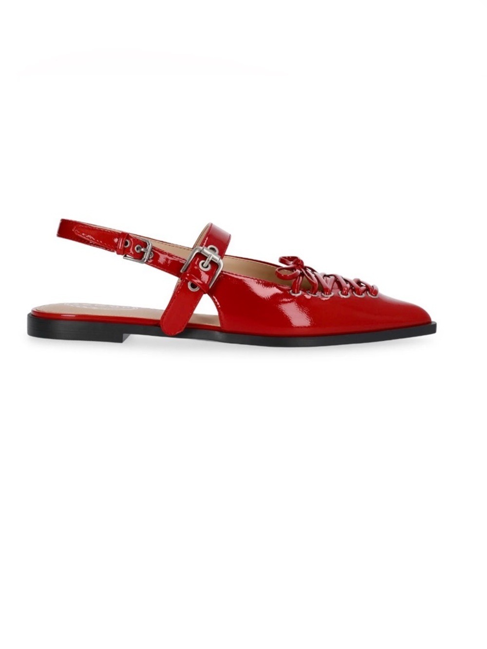 Scoop Red Patent Corset Lace Slingback Flats Size 8 NIB - Picture 5 of 11